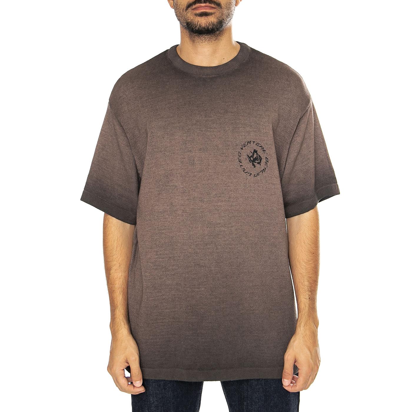Circle Knit T-Shirt Washed Olive - Maglietta Girocollo Uomo Marrone VER-KT271-WSDOLI  VERTERE BERLIN 