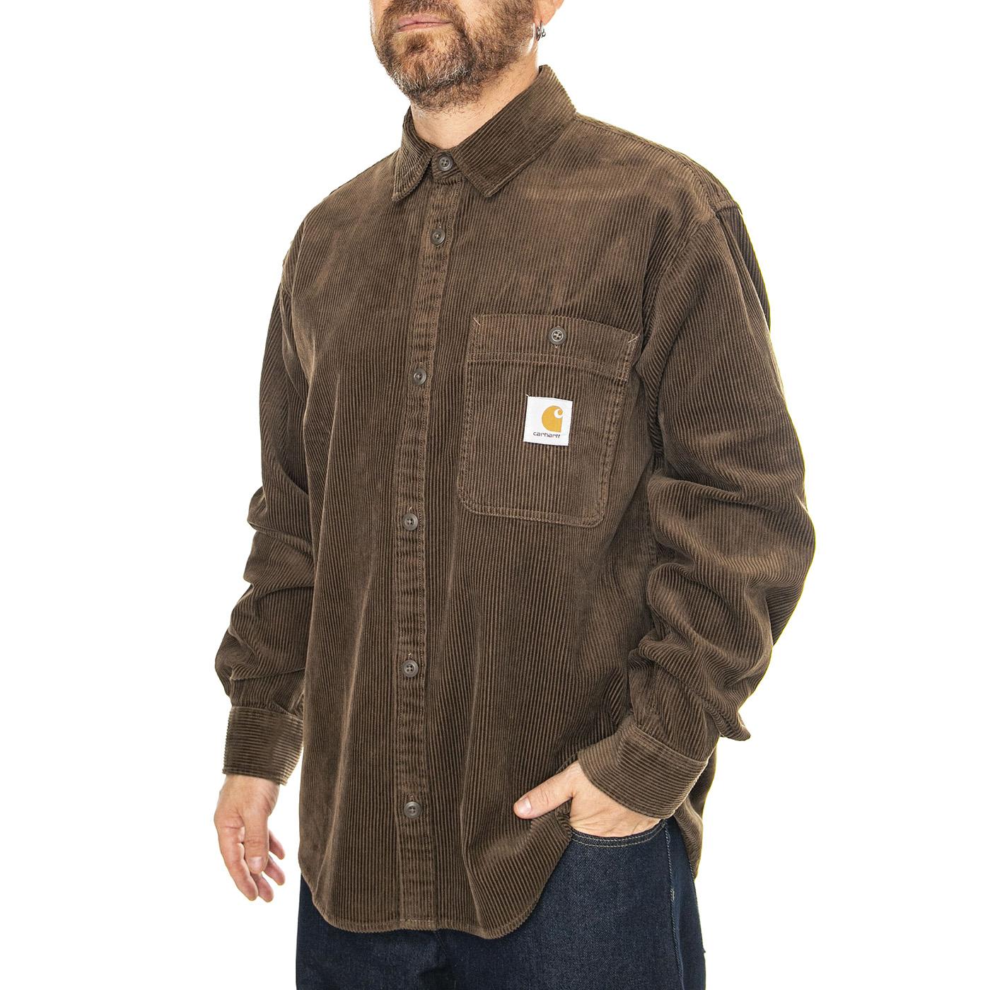 L/S Flint Shirt Chocolate rinsed - Camicia Uomo Marrone I029442.2Y02  CARHARTT WIP 