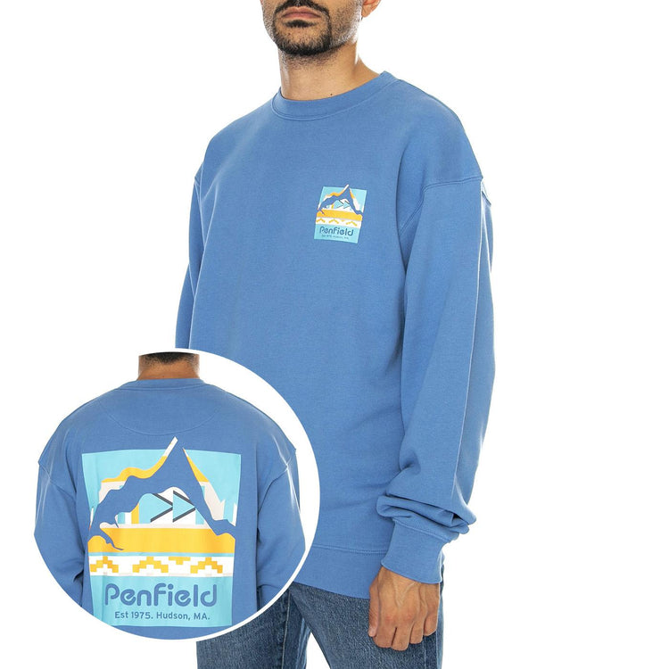 Geo Backprint Sweatshirt Riviera - Felpa Girocollo Uomo Blu PFD0355-266  PENFIELD 