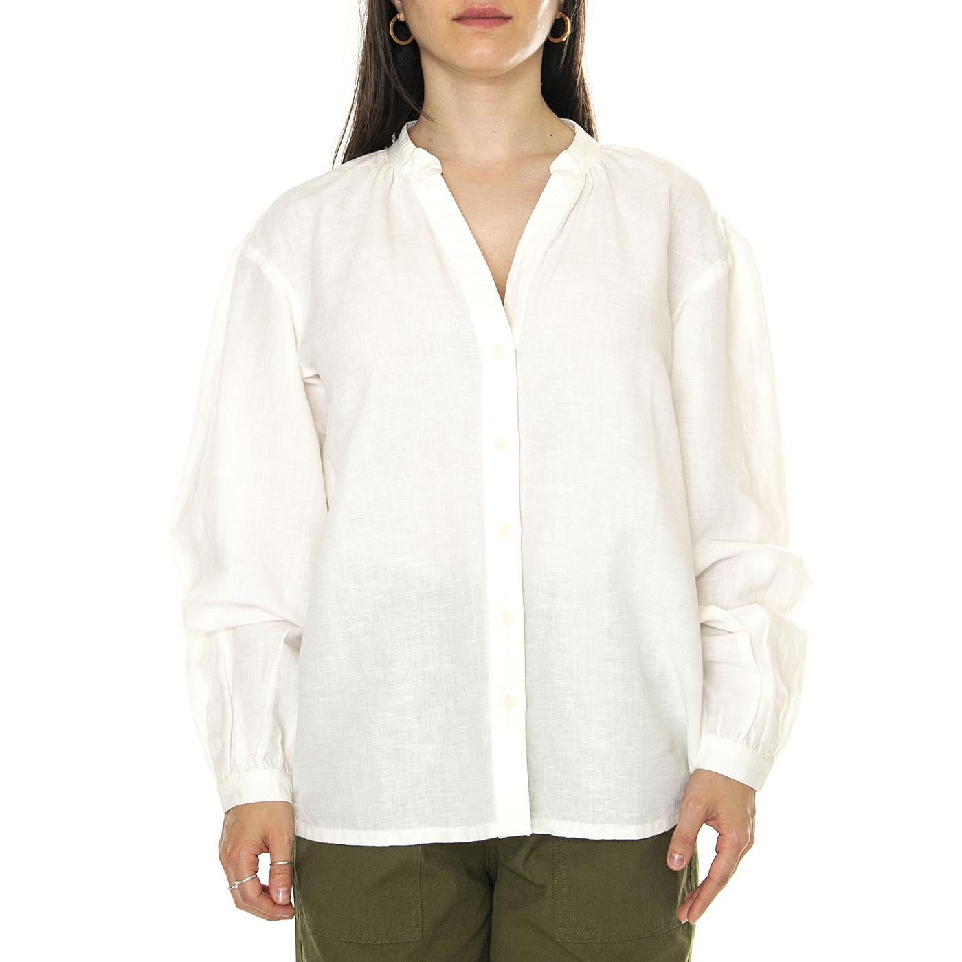 Poet Sleeve Blouse White - Camicia Donna Bianca 112352274  WRANGLER 