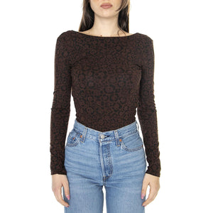 W' Leotard Jaguar Print Beige - Body Donna Marrone W7ZWEGA2  WRANGLER 