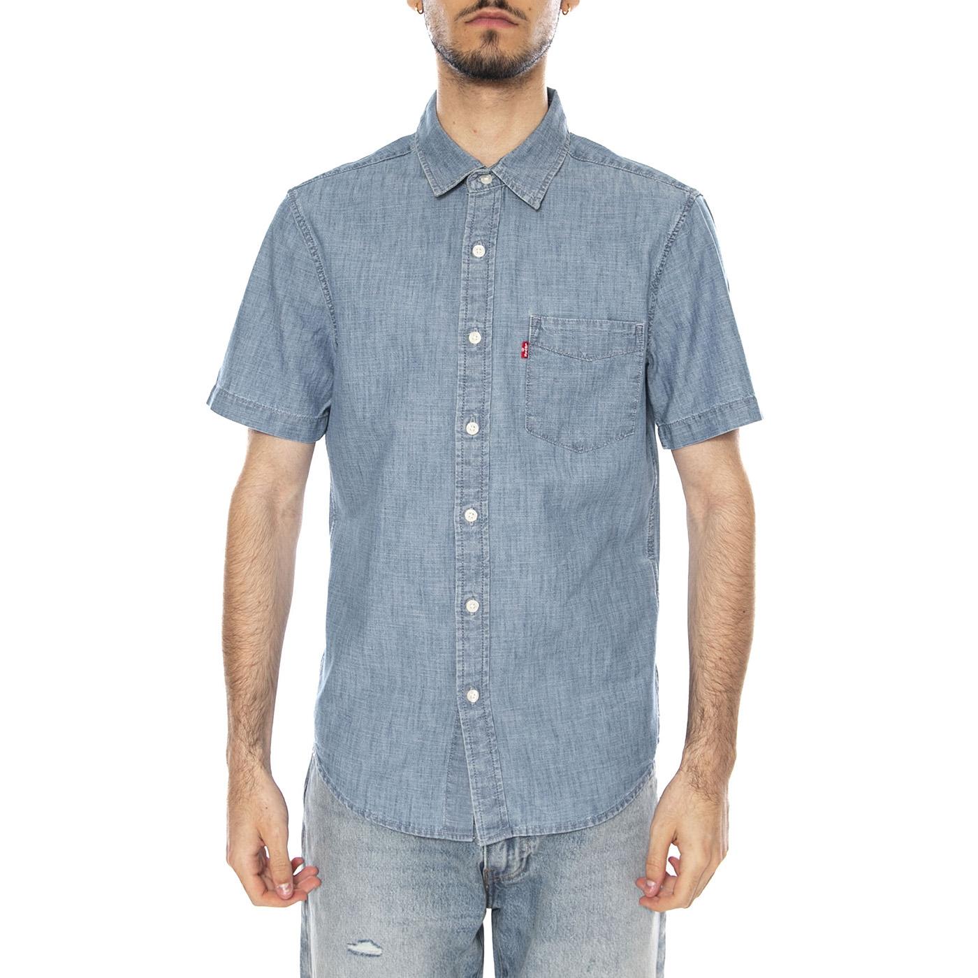 S/S SUNSET STANDARD SEBASTIAN CHAMB LIGHT INDIGO - Camicia Maniche Corte Uomo Blu 86624-0062 LID LEVIS 