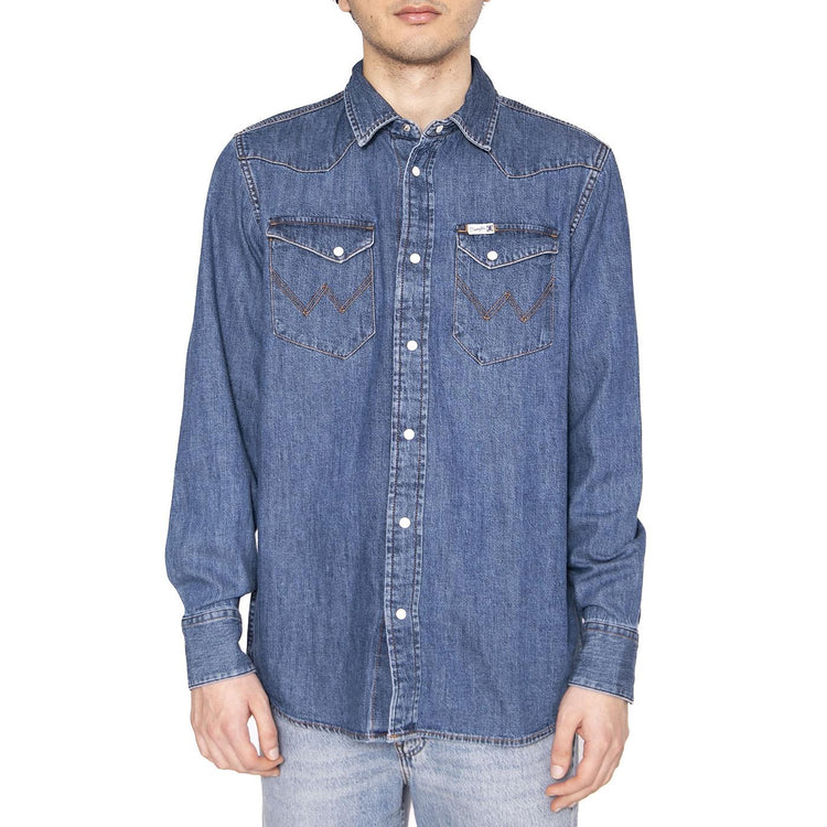 Shirt 2 Years Denim Blue - Camicia Uomo Denim Jeans Blu 112357735  WRANGLER 