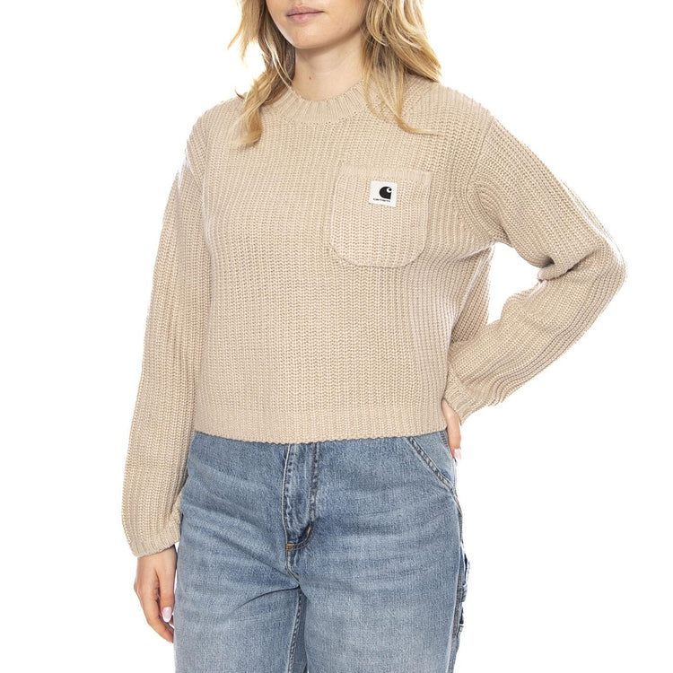 W Mira Sweater - Beige - Maglione Girocollo a Coste Donna I035382_2LP_XX . CARHARTT WIP 