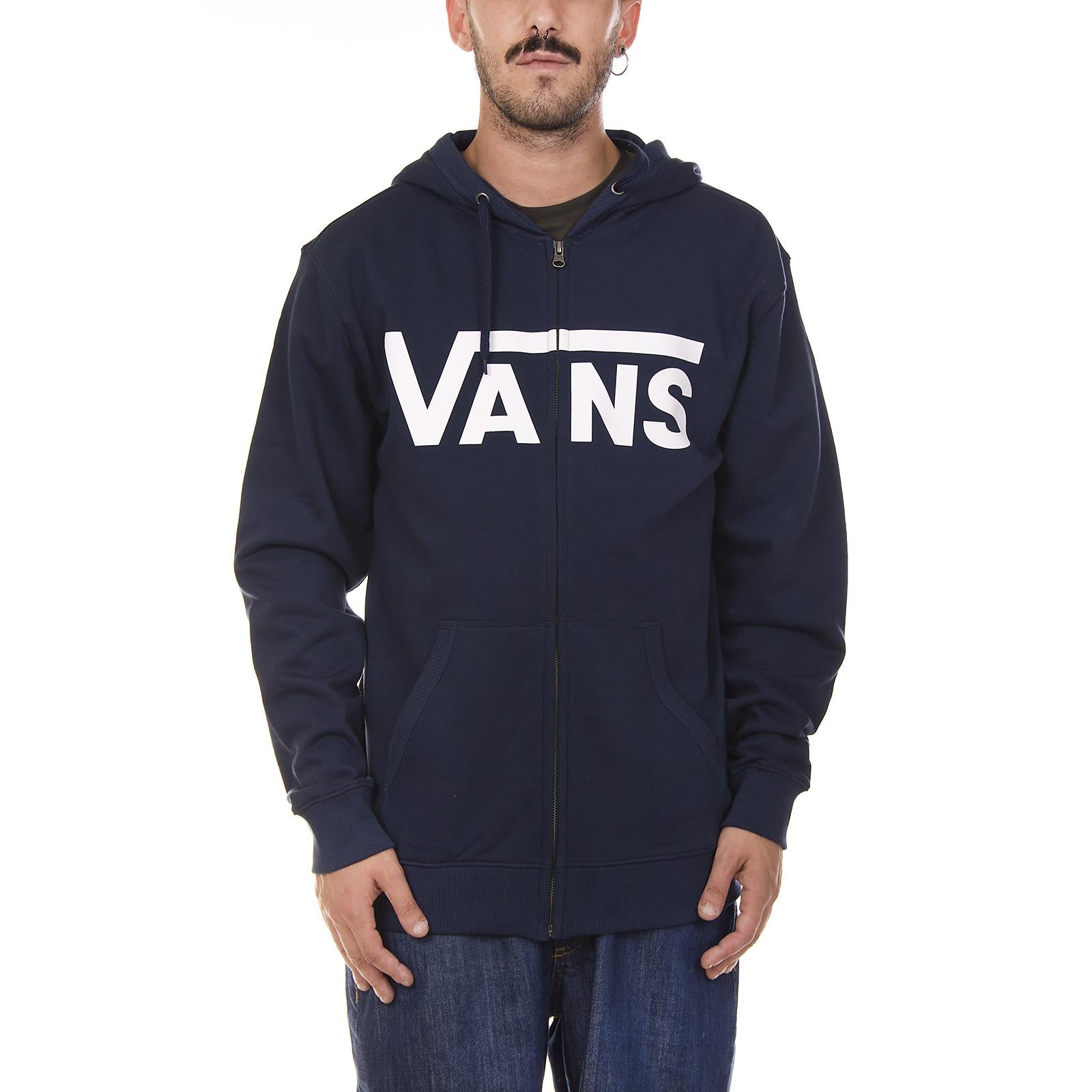 Mn Classic Zip Hoodie Sweatshirt - Dress Blues - Felpa con Cappuccio e Zip Blu V00J6KL2I  VANS 