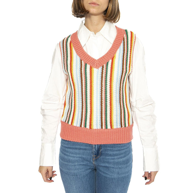 Cropped Sweater Vest Rainbow - Gilet Donna Multicolore 112356475-YELLOW  WRANGLER 