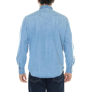 M' Barstow Western Standard Eesta Noche Light Indigo Worn In - Camicia Uomo Denim Jeans Blu 85744-0047  LEVIS 