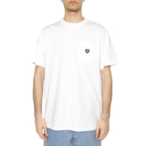S/S Pocket Heart T-Shirt White / Black - Maglietta Girocollo Uomo Bianca I032128.00AXX  CARHARTT WIP 