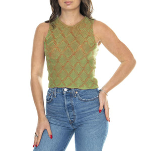Parrot Aura Knitted Tank Top - Top Donna Verde WKN00174-PARROT  THINKING 