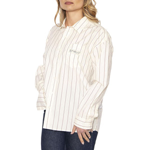 Primavera Stripe Shirt LS Tofu Multi - Camicia Donna Bianca 281200137-TFU  OBEY 