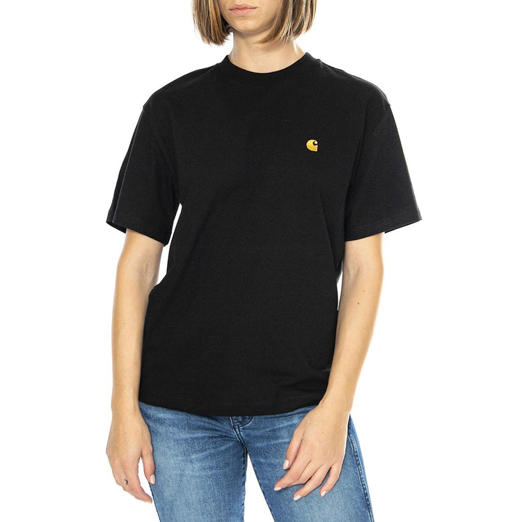W' S/S Chase T-Shirt Black / Gold - Maglietta Girocollo Donna Nera I033045.00FXX  CARHARTT WIP 