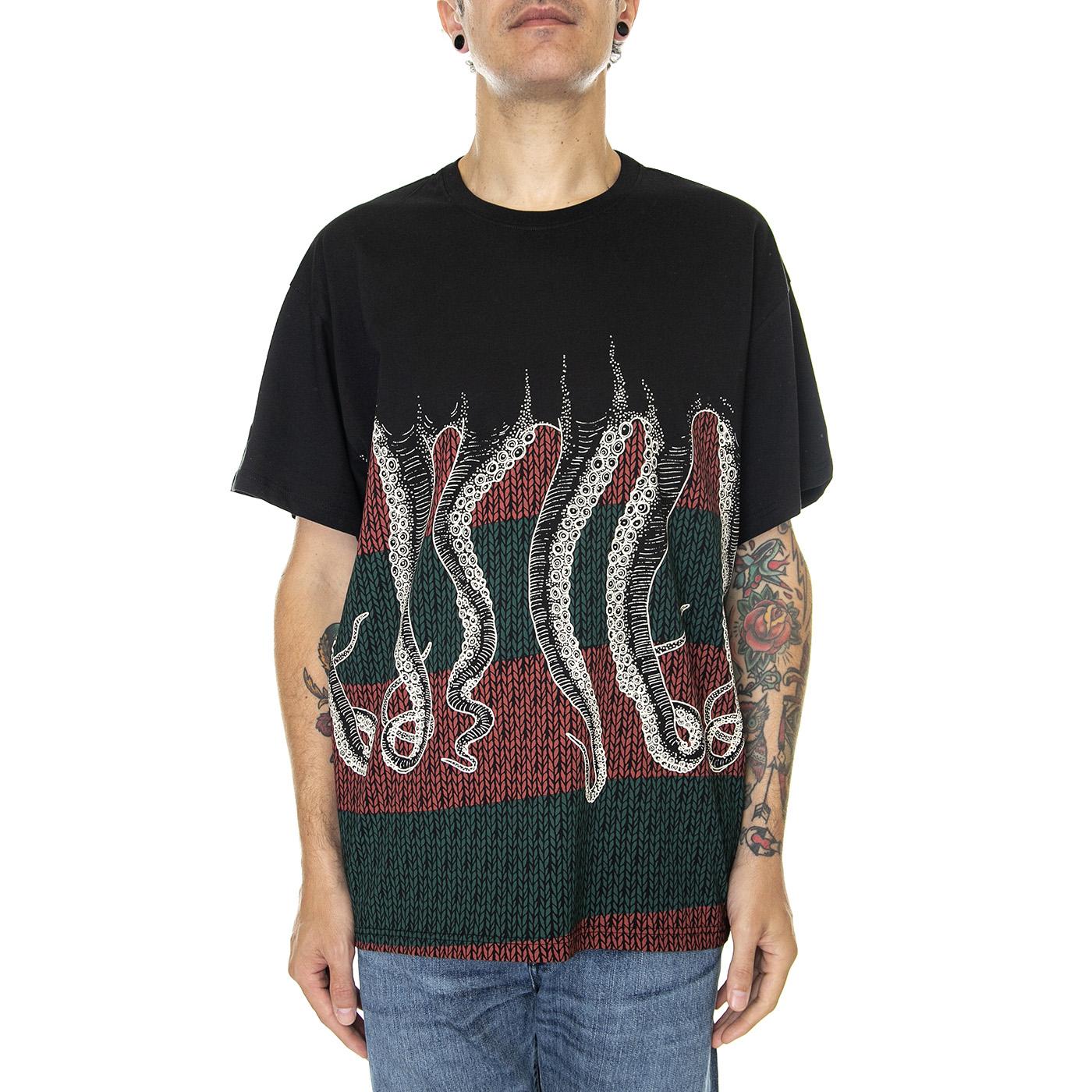 Freddy's Octopus Tee Black - Maglietta Girocollo Uomo Nera 22WOTS90-BLACK  OCTOPUS 