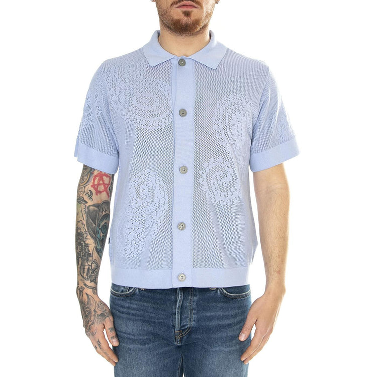 Tear Drop Open Knit Shirt Hydrangea - Camicia Maniche Corte Uomo Blu 151000080-HDR  OBEY 