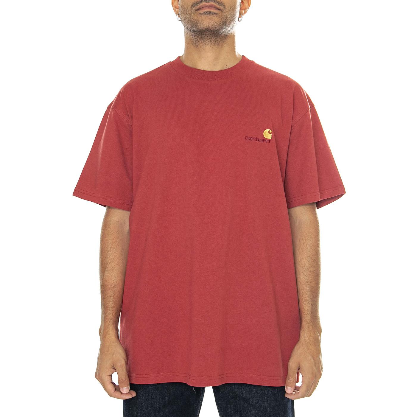 S/S American Script T-Shirt Tuscany - Maglietta Girocollo Uomo Rossa I029956.002XX  CARHARTT WIP 