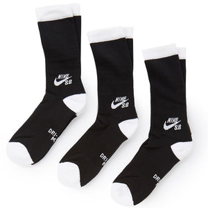 NIKE SB 3PPK CREW SOCK BLACK/WHITE SX5865-001  NIKE 