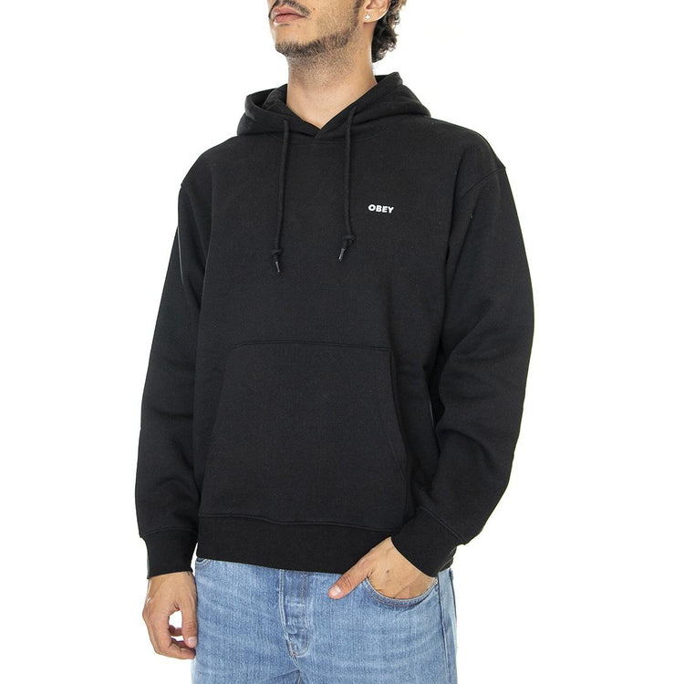 Established Works Bold Hooded Fleece Black - Felpa con Cappuccio Uomo Nera 112470169-BLKe  OBEY 