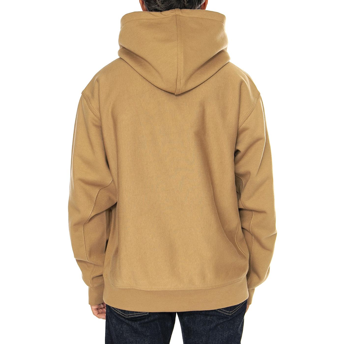 Hooded American Script Sweat Peanut - Felpa con Cappuccio Uomo Marrone I028279.2FSXX  CARHARTT WIP 