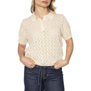 Lavender Pointelle Polo Oatmeal - Polo in Maglia Donna Beige 0012V-0000 . LEVIS 