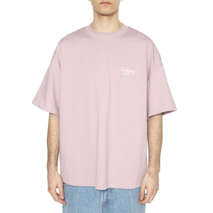 S/S Signature Script T-Shirt Hortensia / White - Maglietta Girocollop Uomo Viola I033828.2QSXX  CARHARTT WIP 