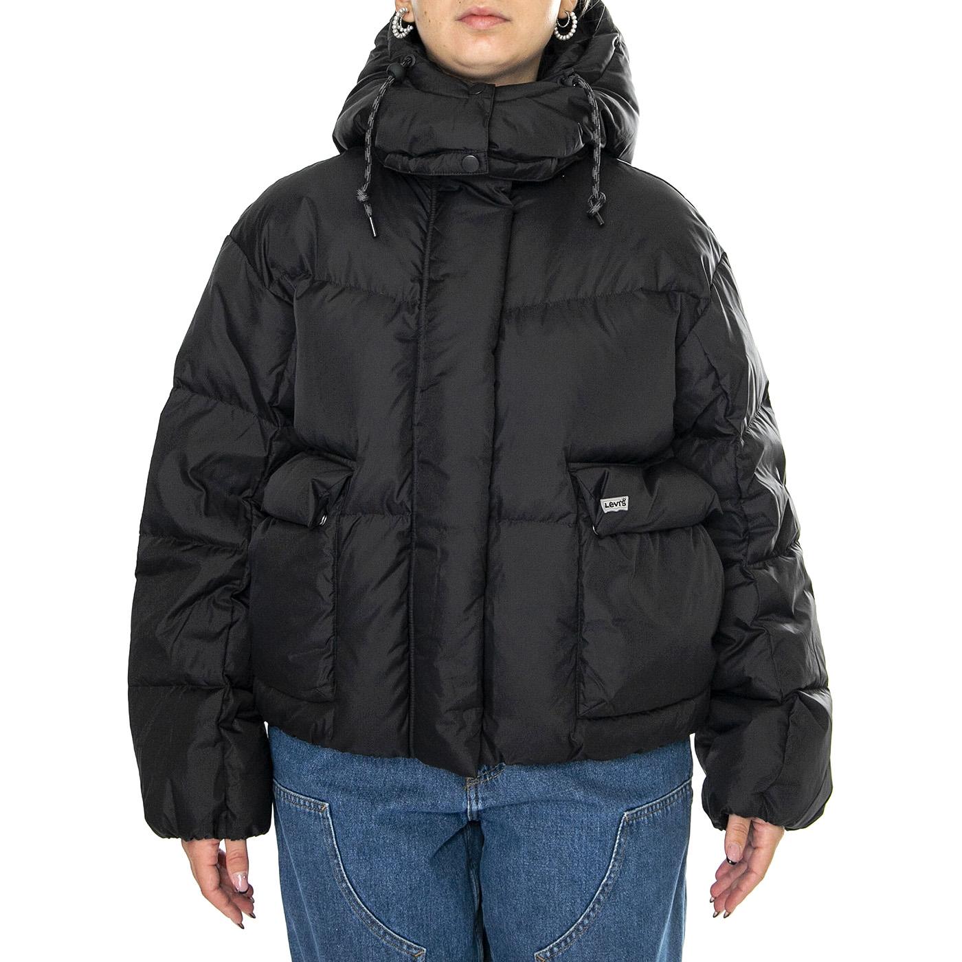 Western Bubble Shorty Caviar Black - Giacca con Cappuccio Donna Nera A8527-0003  LEVIS 