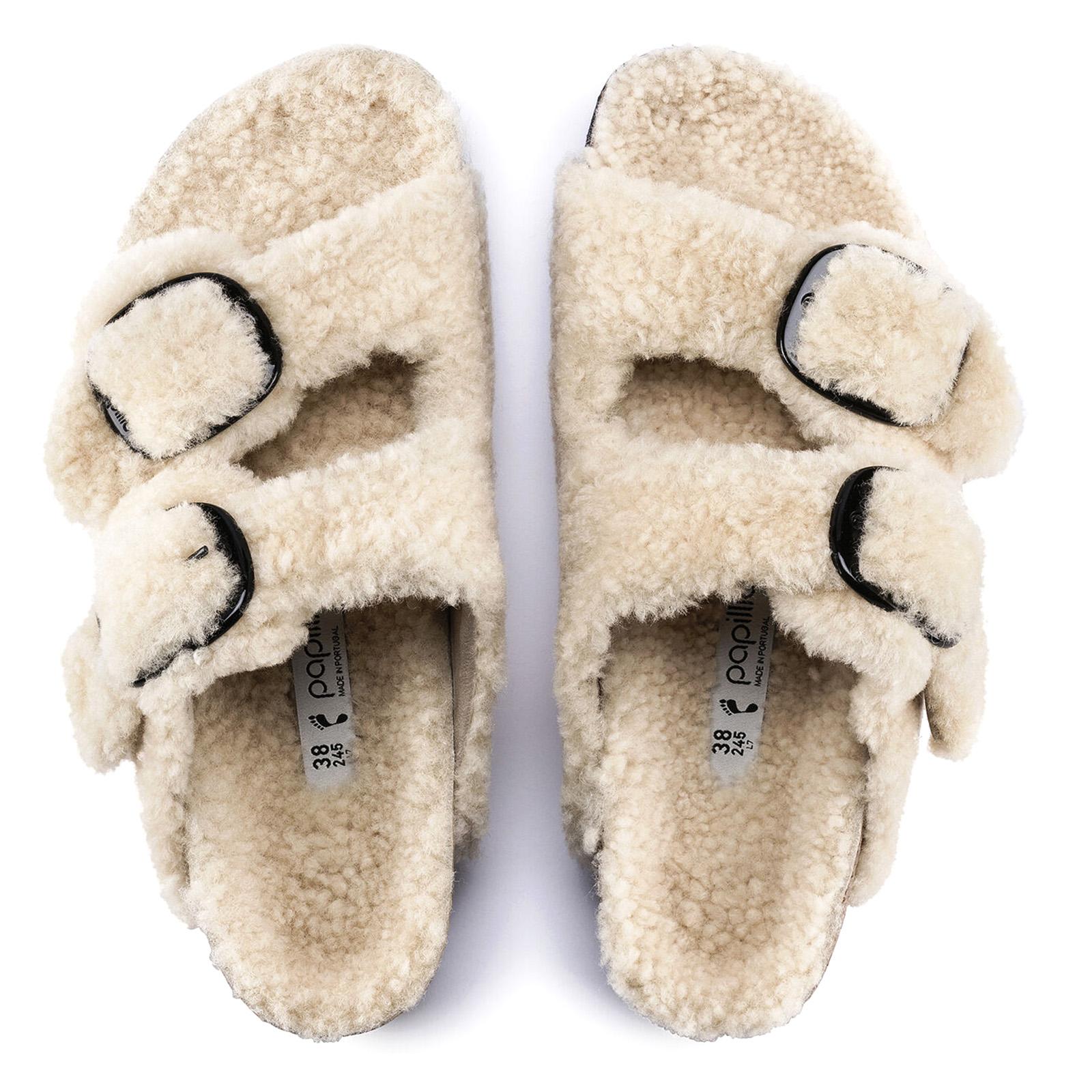 Arizona Shearling Big Buckle - Teddy Eggshell - Sandali Donna Beige 1017642  BIRKENSTOCK 