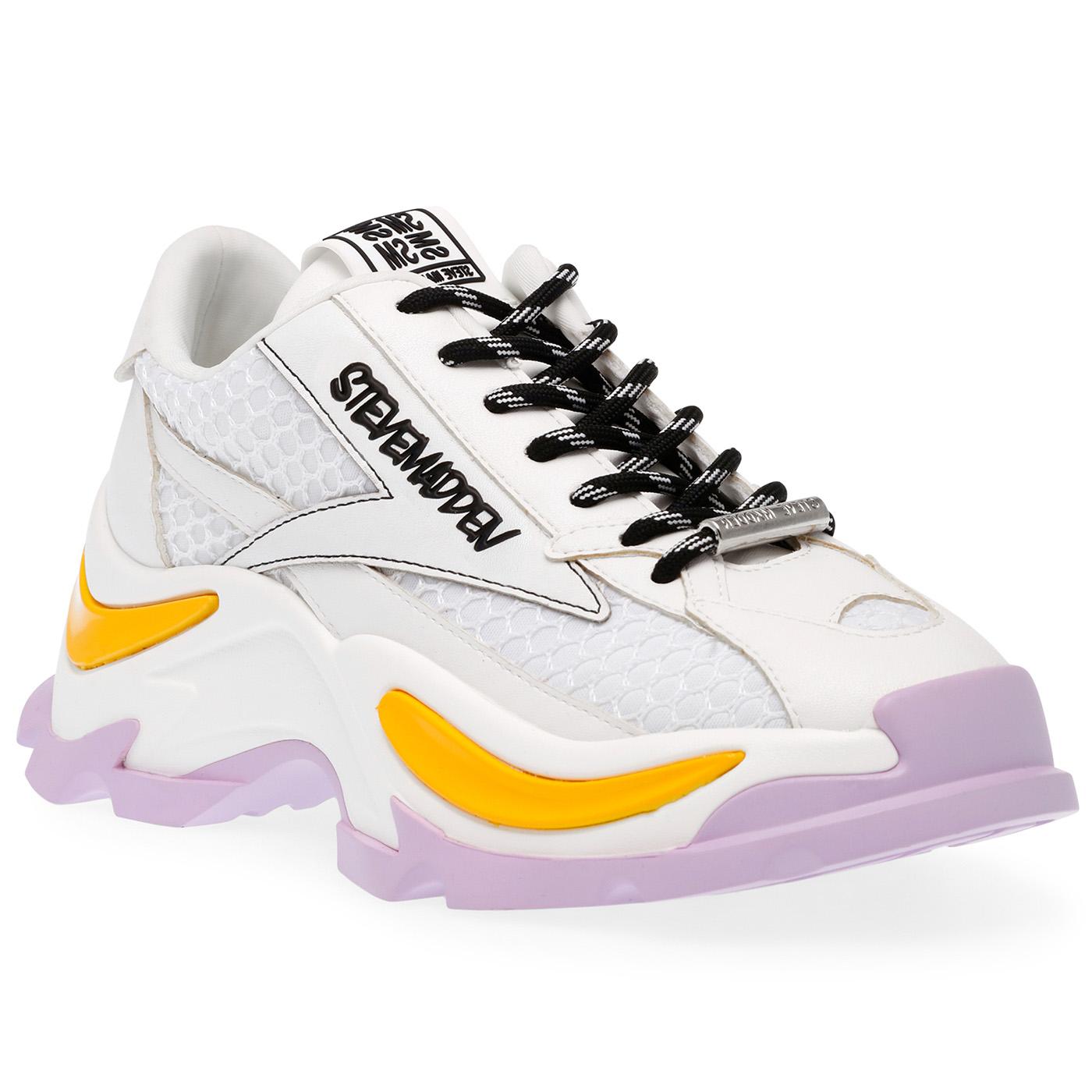 Zoomz White / Lavend - Scarpe Stringate Profilo Basso Donna Bianche / Multi SMPZOOMZ-WHT  STEVE MADDEN 