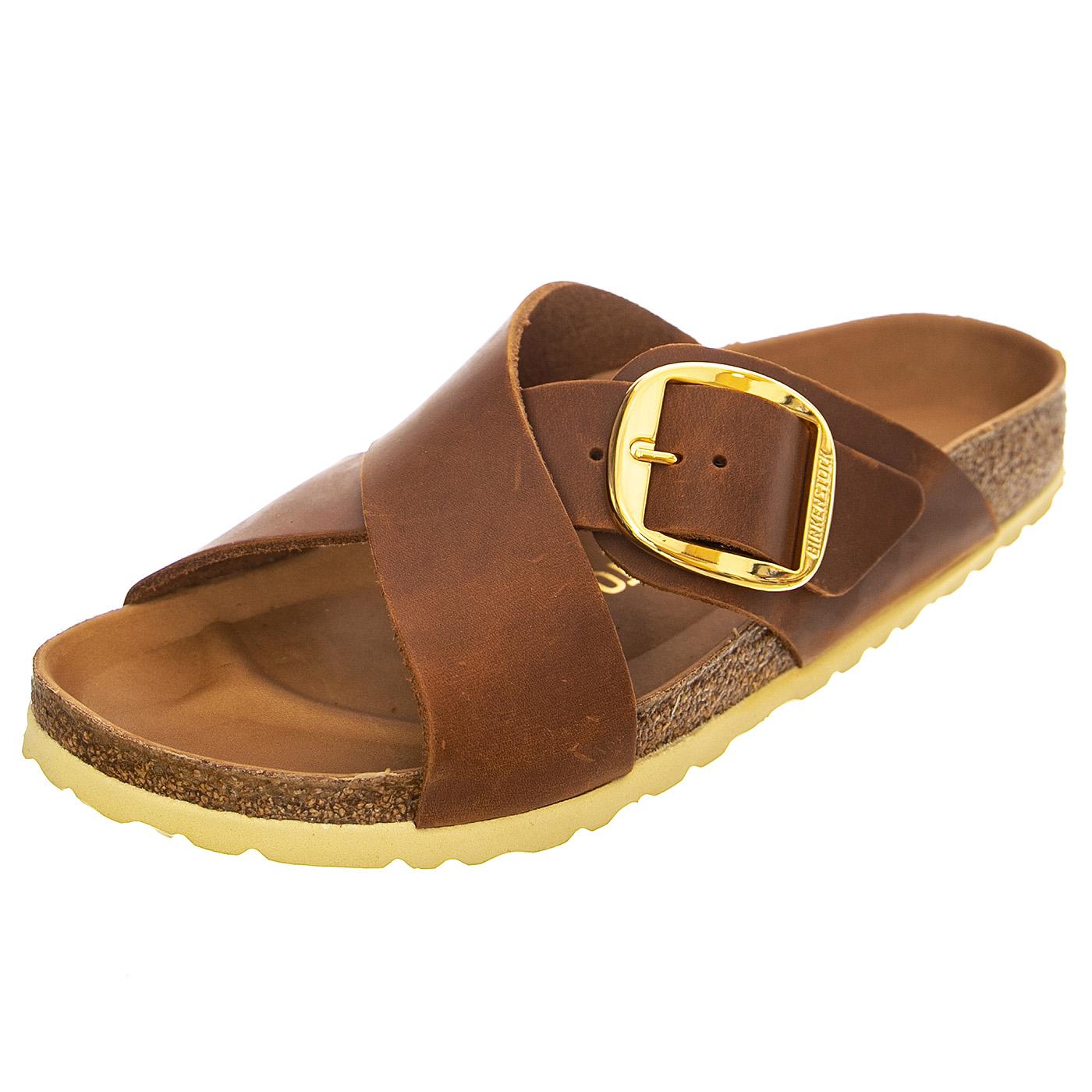 Siena Big Buckle Cognac Oiled Leather - Sandal Donna Marroni 1020165  BIRKENSTOCK 