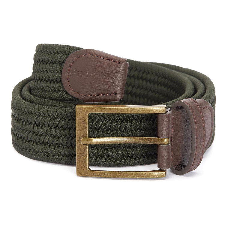 Nevis Stretch Webbing Belt Dark Olive - Cintura Verde MAC0443-DK OLIVE  BARBOUR 