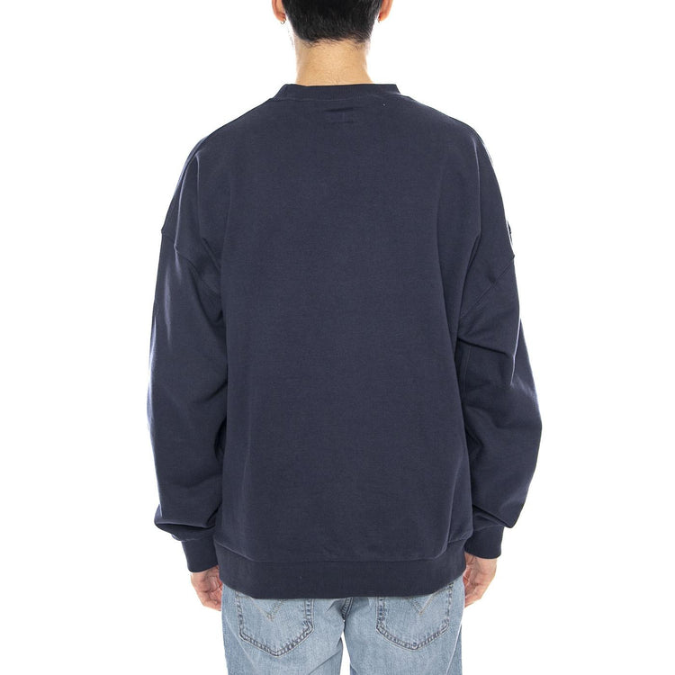 Embroidered Heavy Weight Crew -- Maglione Uomo Washed Navy Blu 22696 WANAV BRIXTON 