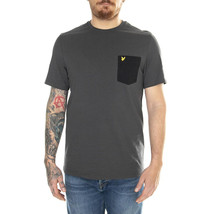 Contrast Pocket T-Shirt Gunmetal/Jet Black - Maglietta Girocollo Uomo Nera TS831VOG-X143  LYLE & SCOTT 