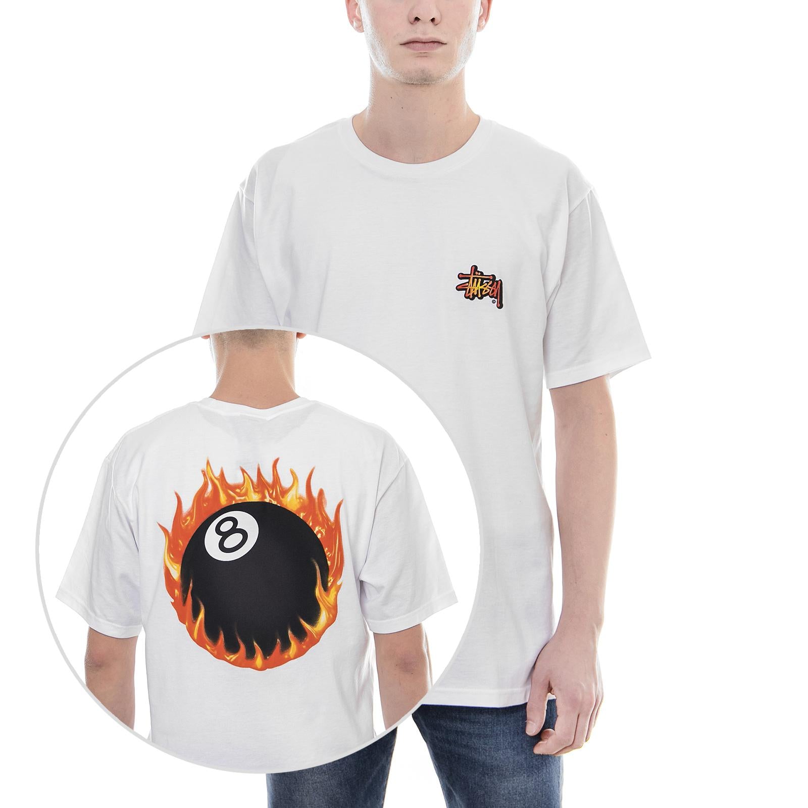 FIREBALL TEE WHITE 1904225-WHIT . STUSSY 