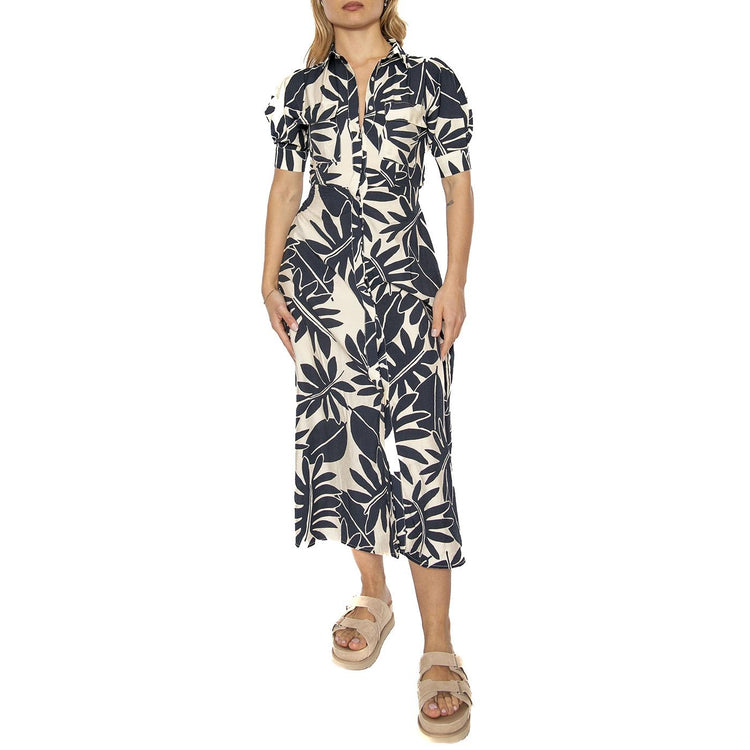 Vestido midi camisero floral Filodendro - Abito Donna Multicolore 51W/11203 . WILD PONY 