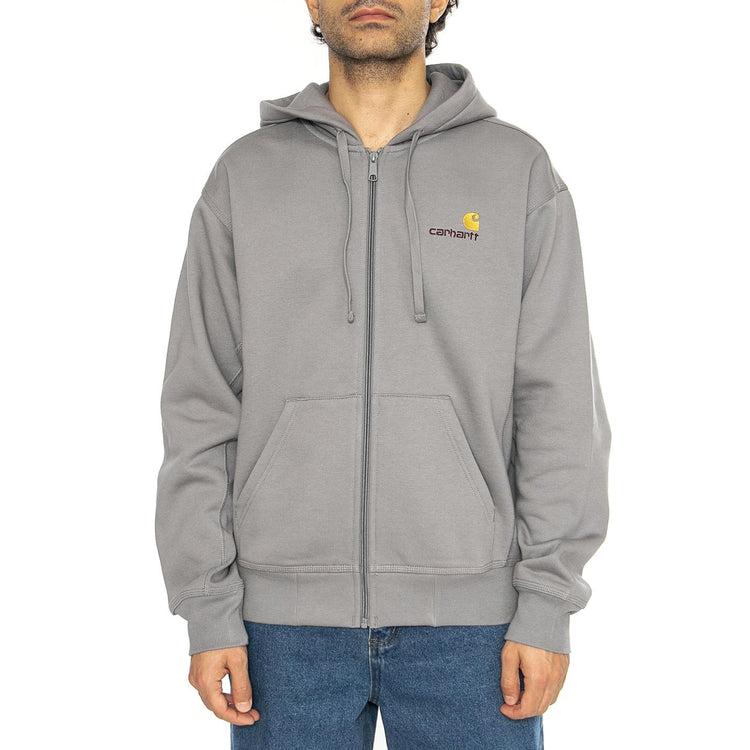 Hooded American Script Jacket Yosemite - Felpa con Cappuccio e Zip Uomo Grigia I033063.2LRXX  CARHARTT WIP 