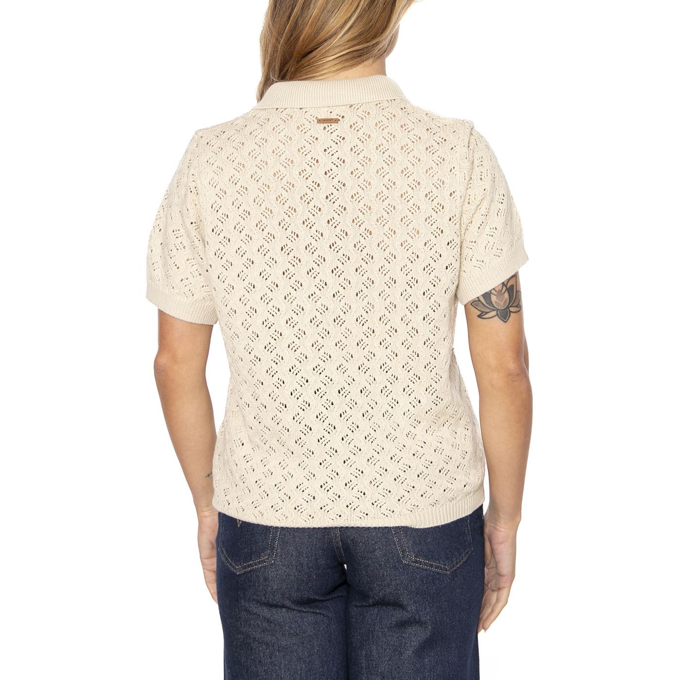 Lavender Pointelle Polo Oatmeal - Polo in Maglia Donna Beige 0012V-0000 . LEVIS 