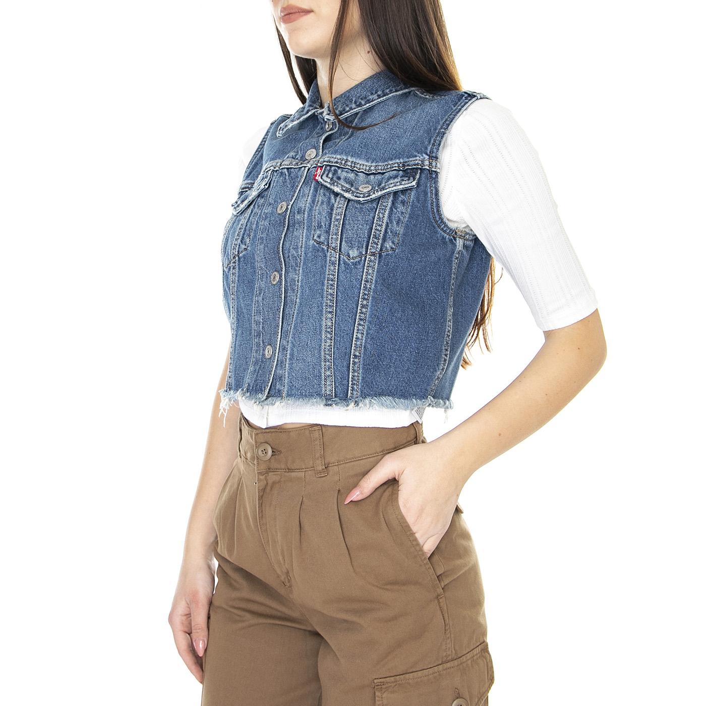 XS Vest-Indigo Worn In - Giacca Denim Jeans Smanicata Donna Blu A4855-0000  LEVIS 