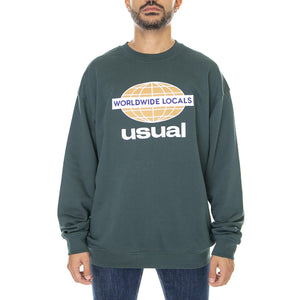 Usual Worldwide Locals Green - Felpa Girocollo Uomo Verde W22C-WWL-GRN  USUAL 