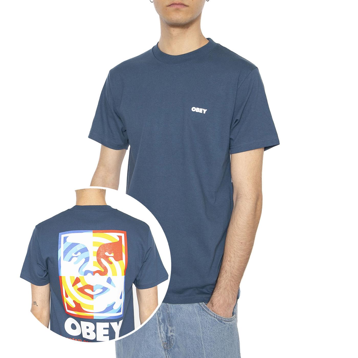 Obey Target Icon Tee Harbor Blue - Maglietta Girocollo Uomo Blu 165264065-HBU  OBEY 
