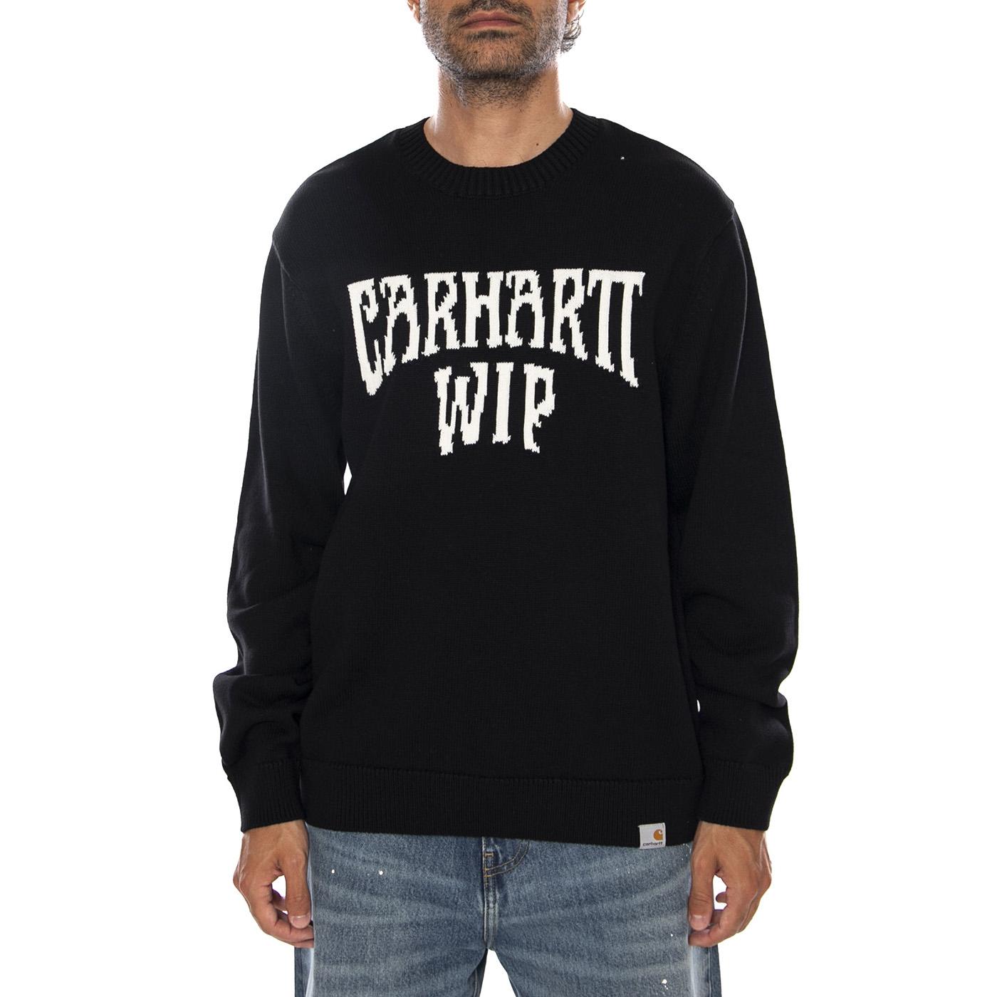 DECK SWEATER BLACK / WHITE - Maglione Girocollo Uomo Nera I036847 K02XX CARHARTT WIP 