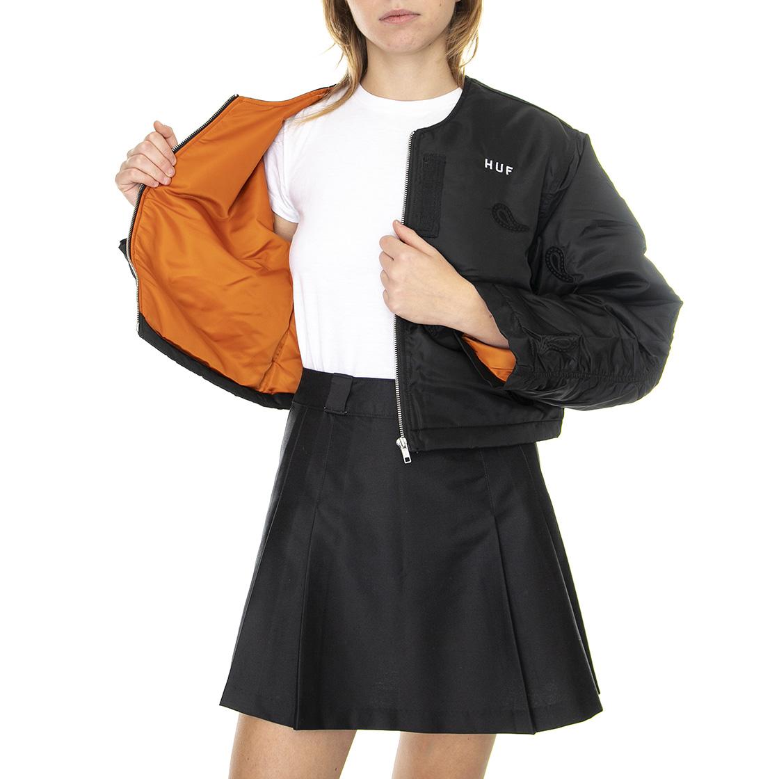 Paisley Satin Bomber Black - Giacca Invernale Donna Nera WJK0025-BLACK  HUF 