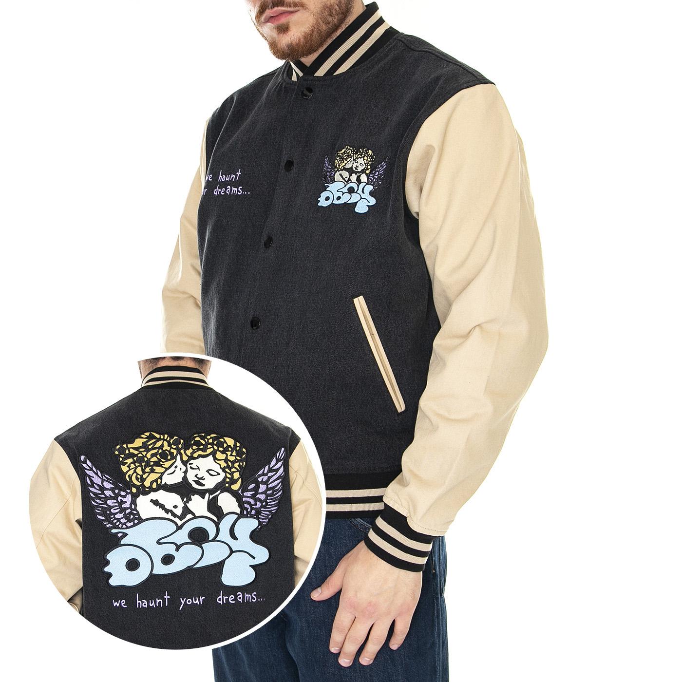 Care Denim Varsity Jacket Dusty Black Multi - Giacca Uomo Multicolore 121800530-DBA  OBEY 