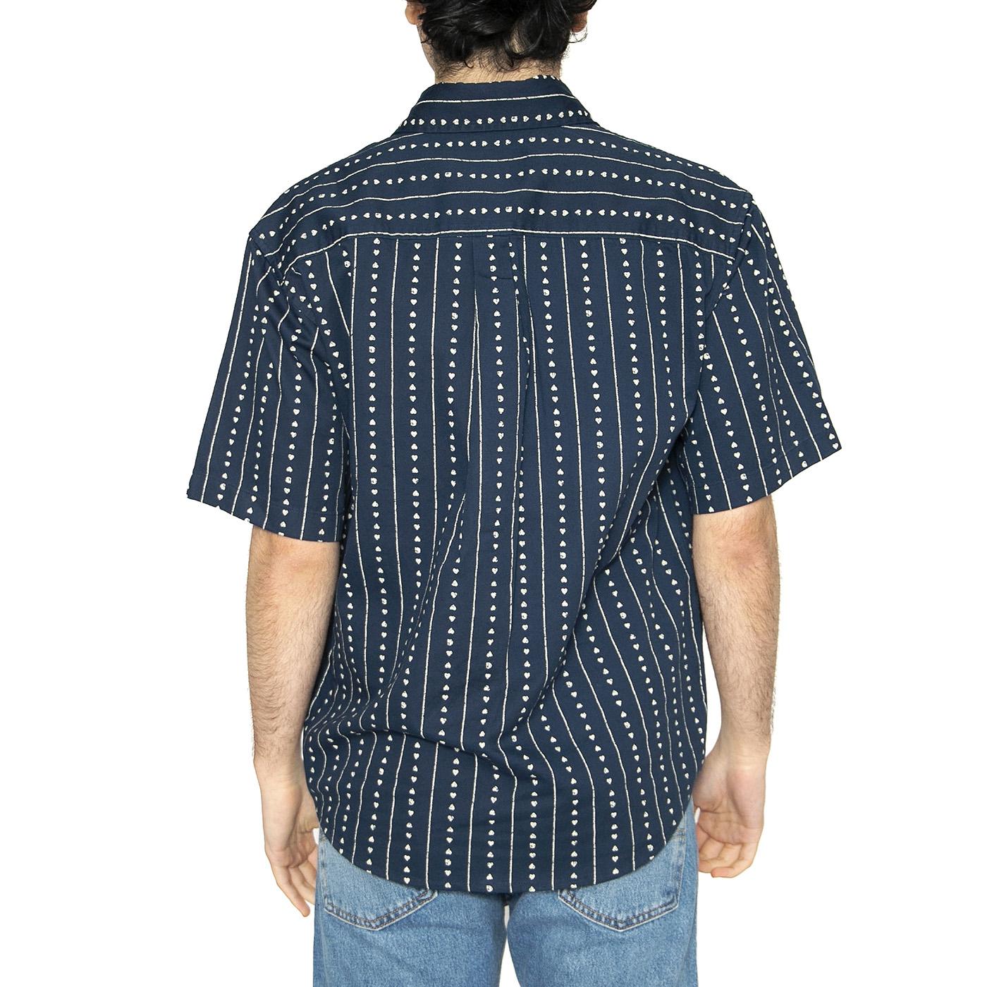 S/S Drewe Shirt Heart C Pinstripe, Ink / Natural - Camicia Maniche Corte Uomo Blu I034537.2RUXX  CARHARTT WIP 