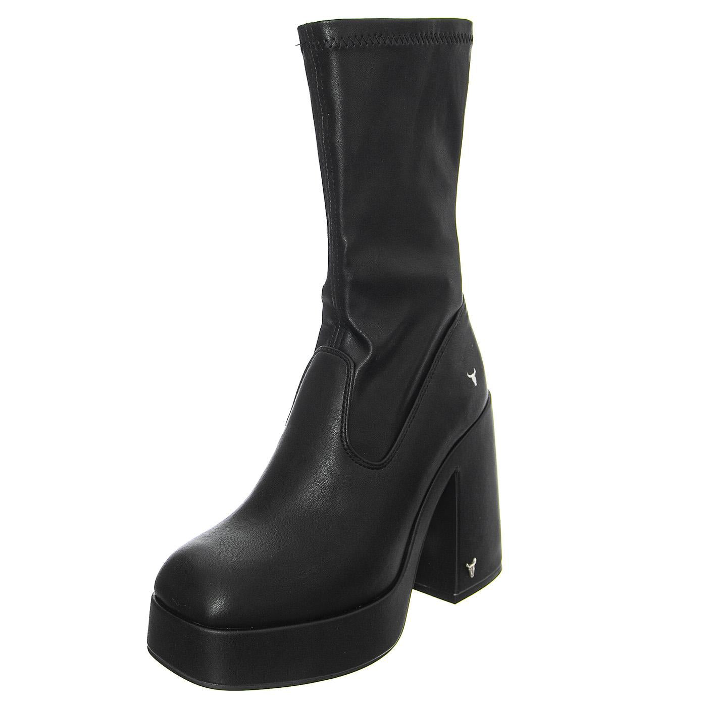 HIDDEN BLACK STRETCH PU - Stivaletti alla Caviglia Donna Neri WSSHIDDEN-BLK . WINDSOR SMITH 