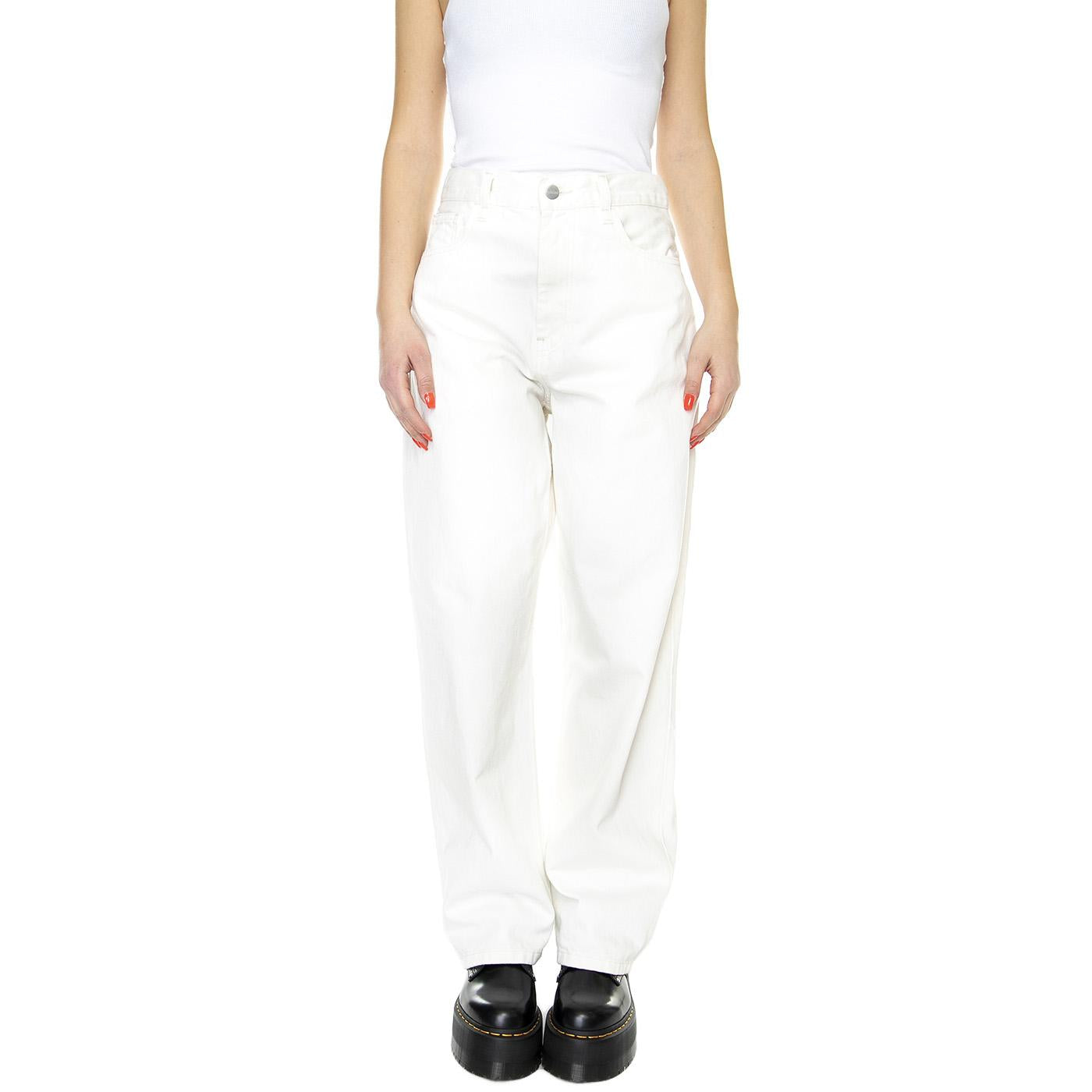 W' Brandon Pant White Rinsed - Pantaloni Denim Jeans Donna Bianchi I031918-0202  CARHARTT WIP 