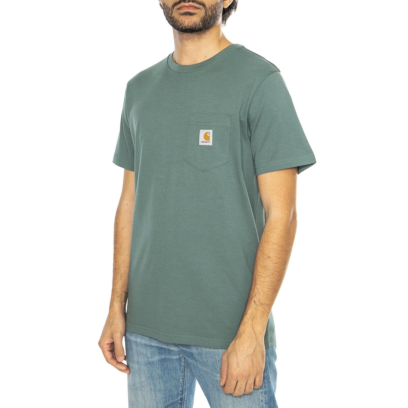 S/S Pocket T-Shirt Silver Pine - Maglietta Girocollo Uomo Verde I030434.2M2XX  CARHARTT WIP 