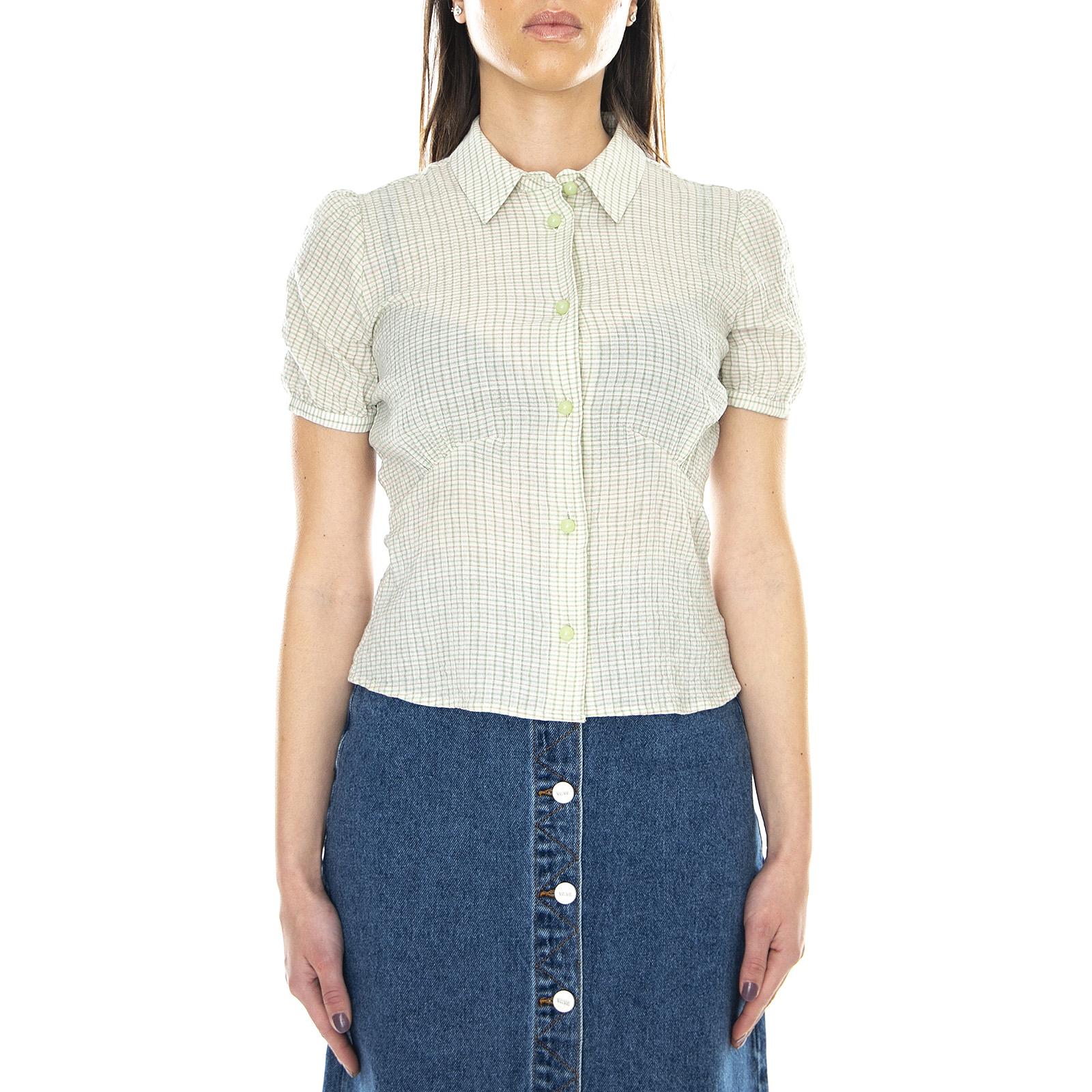 Lila Shirt - Green Check - Camicia Maniche Corte Donna Multicolore 12011707-1182-GREEN CHECK  WOOD WOOD 