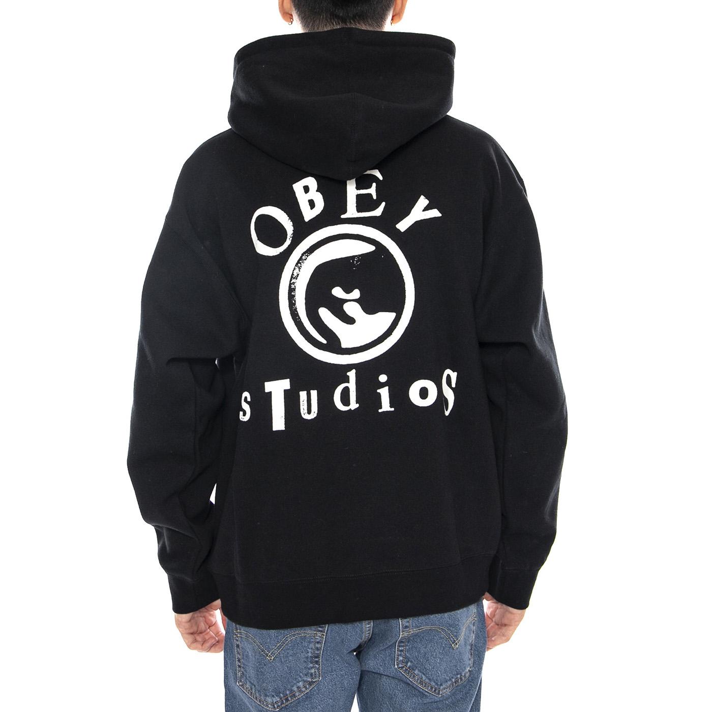 Obey Studios Icon Fleece Black -- Felpa Girocollo Uomo Nera 112843928 BLK OBEY 