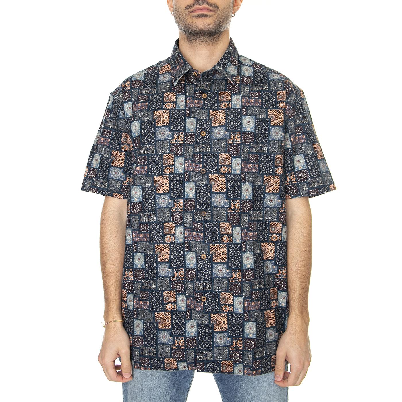 Geo Tile Print Marine - Camicia Maniche Corte Uomo Multicolore 66677-035  BEN SHERMAN 