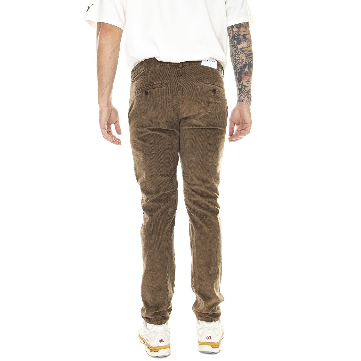 Elm Stretch Corduroy Trousers In Beige - Pantaloni in Velluto Uomo Beige F4BFA060-223  FARAH 