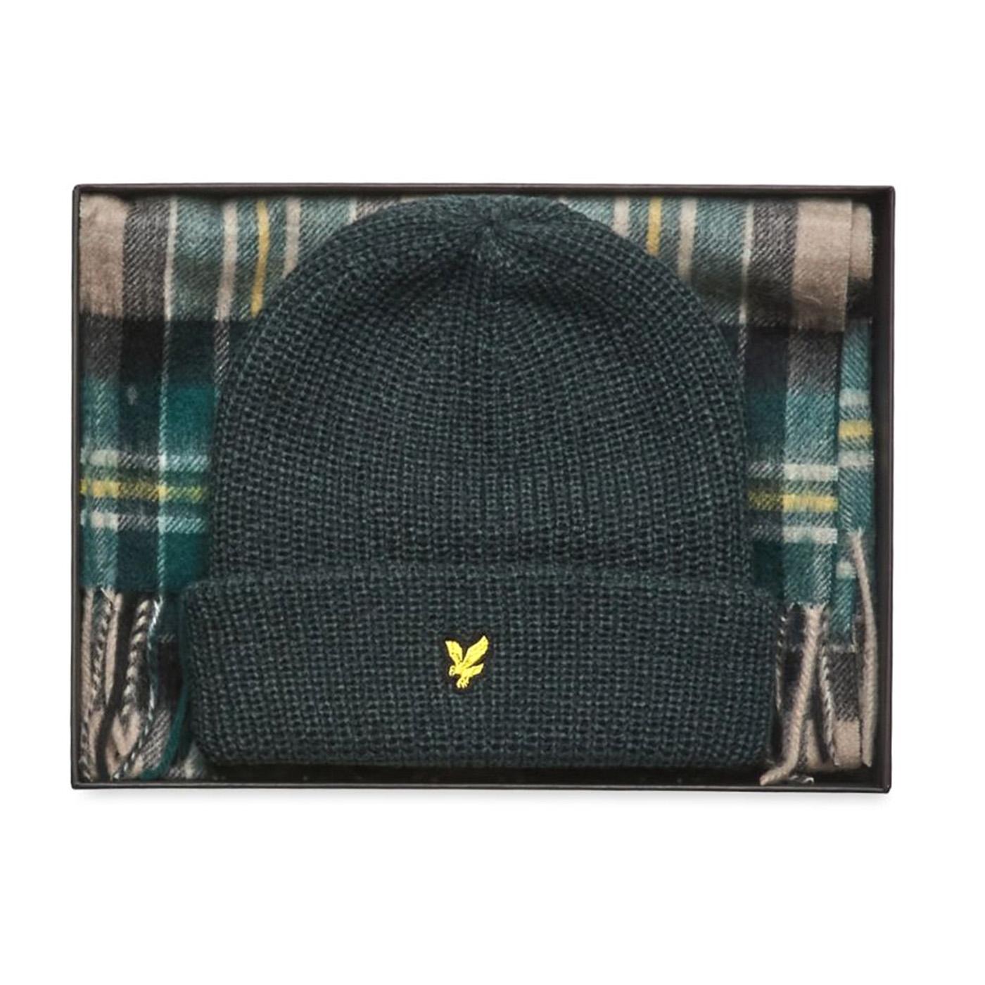 Lambswool Blend Checked Scarf Argyle Teal - Set Cappellino e Sciarpa Multicolore GF2102A-X311  LYLE & SCOTT 