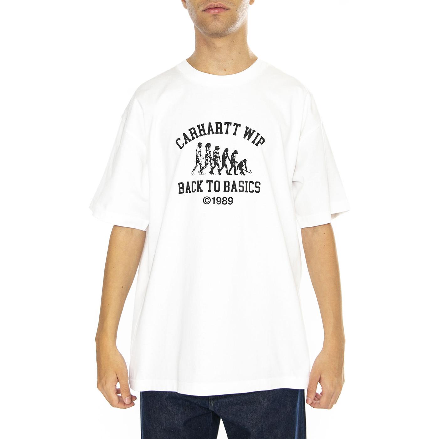 S/S Basics T-Shirt White / Black - Maglietta Girocollo Uomo Bianca I033989.00AXX  CARHARTT WIP 